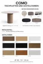 COMO Runder Keramik-Esstisch mit Metallgestell
