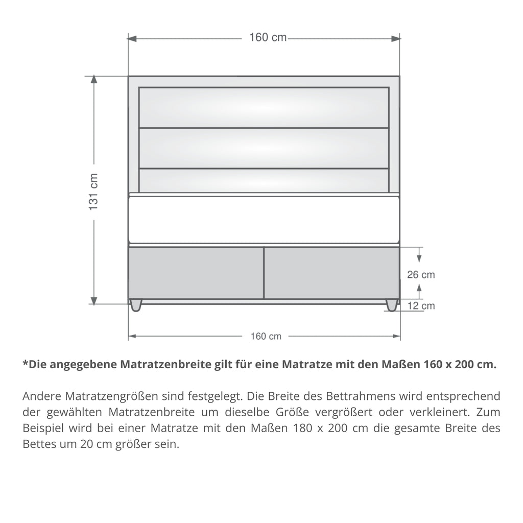 Grey Stone | Revella Boxspringbett mit Stauraum