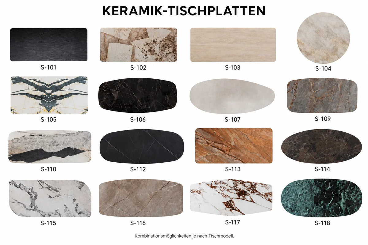 ALASKA Keramik-Esstisch mit Metallgestell