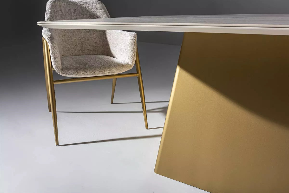 PARIS Quadratischer Keramik-Esstisch mit Metallgestell